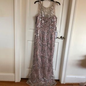 New long dress, Dusty Rose & silver. Never worn.